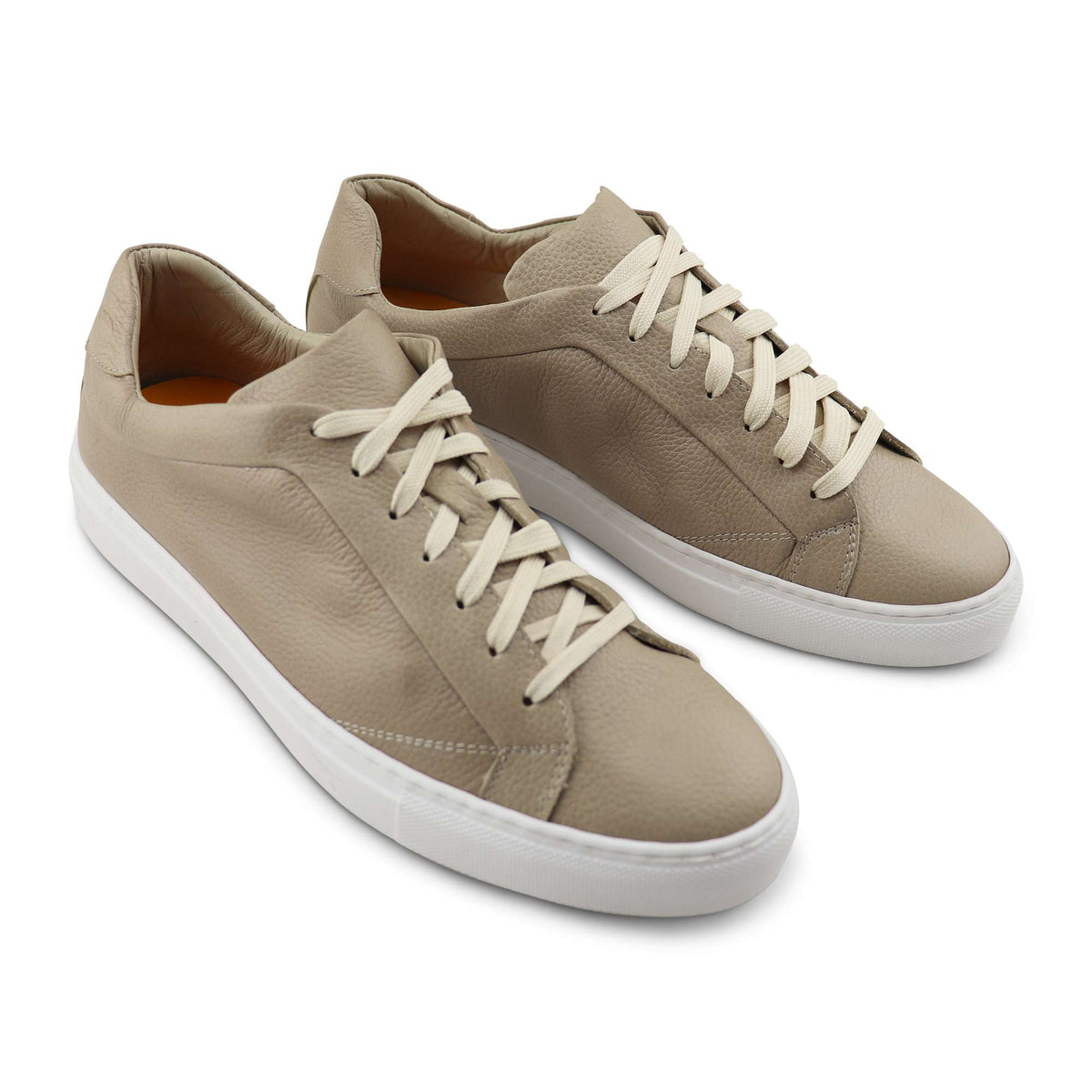 Sneakers in pelle martellata beige