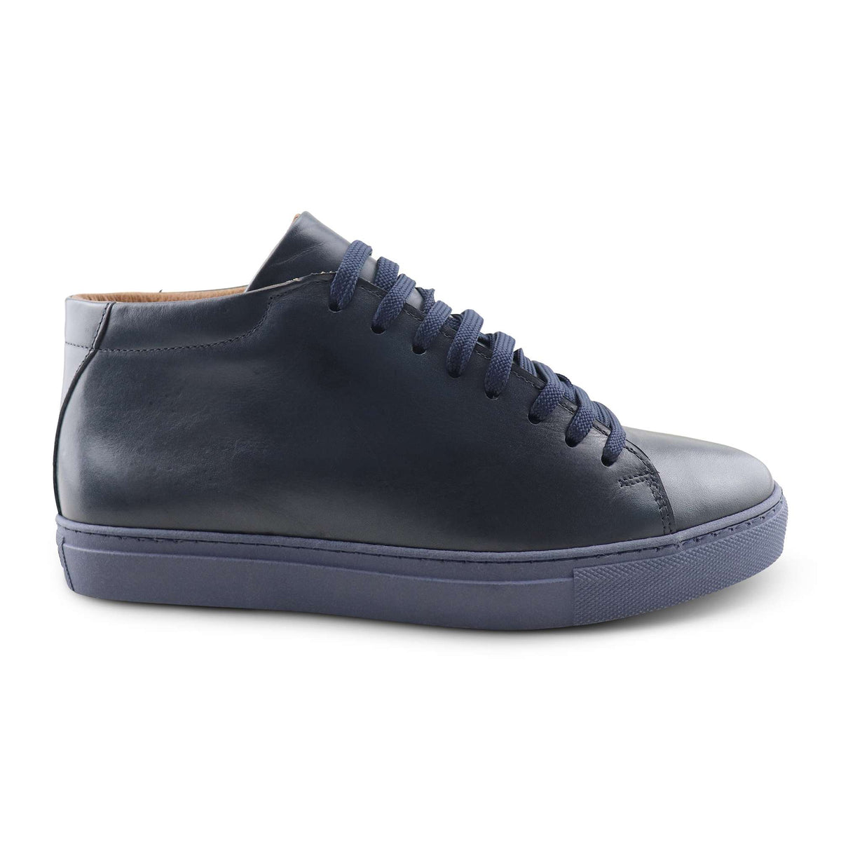 Sneakers alta in pelle blu