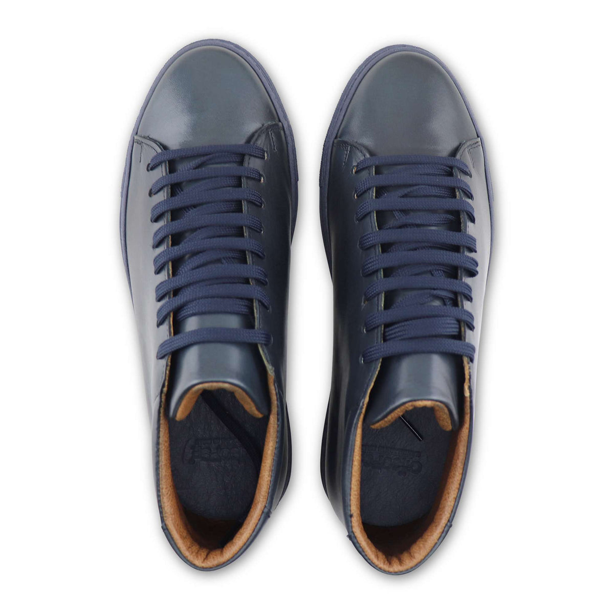 Sneakers alta in pelle blu