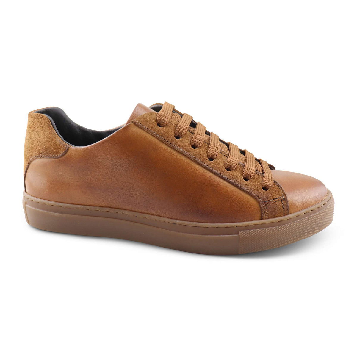 Sneakers in pelle e camoscio cuoio