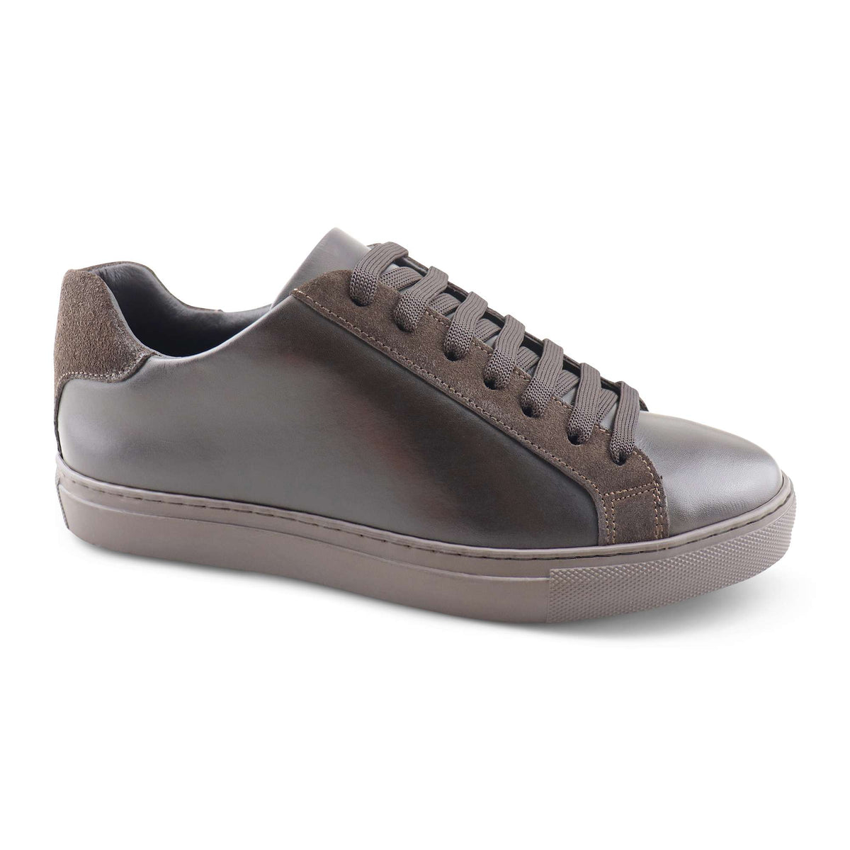 Sneakers in pelle e camoscio testa di moro