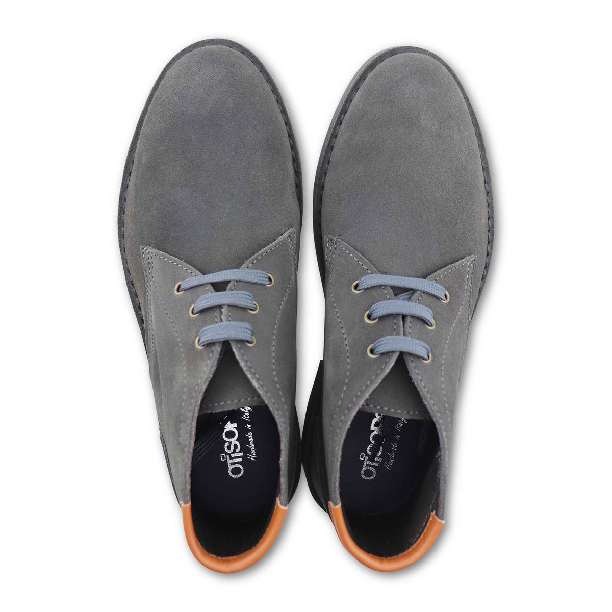 Smoke gray suede ankle boots