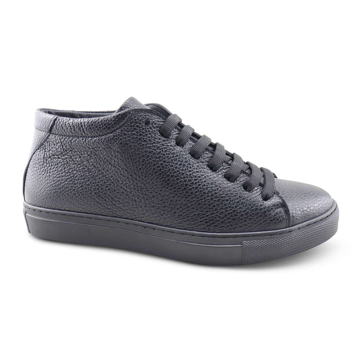 Sneakers in pelle martellata nera