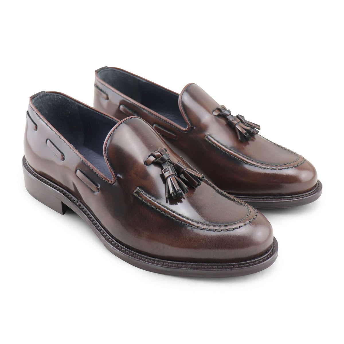 Mocassini tassel abrasivati cognac