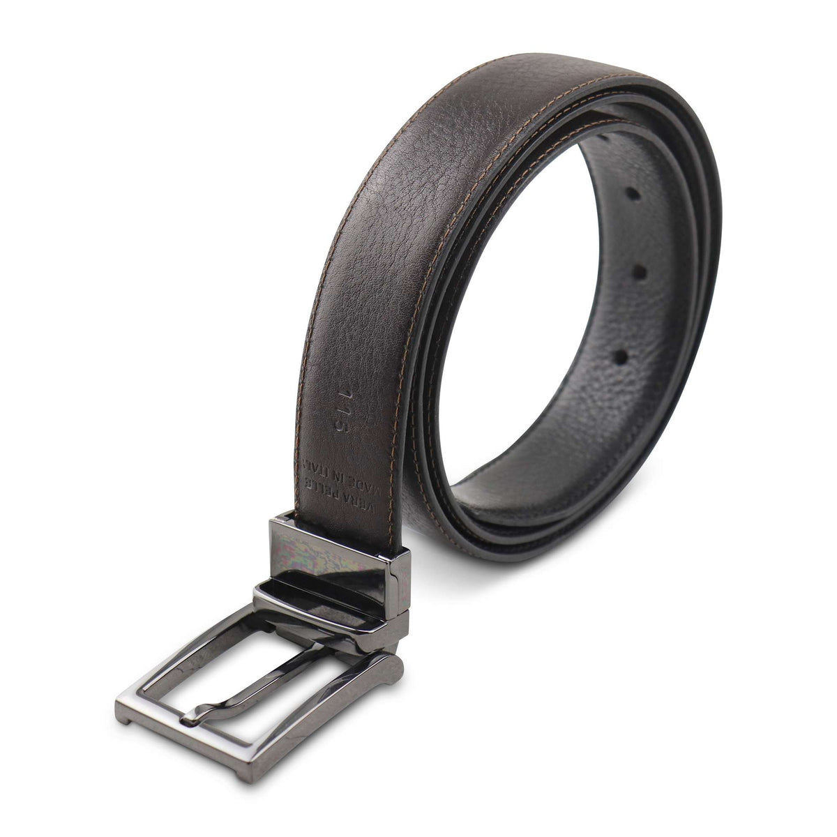 Reversible black/brown leather belt