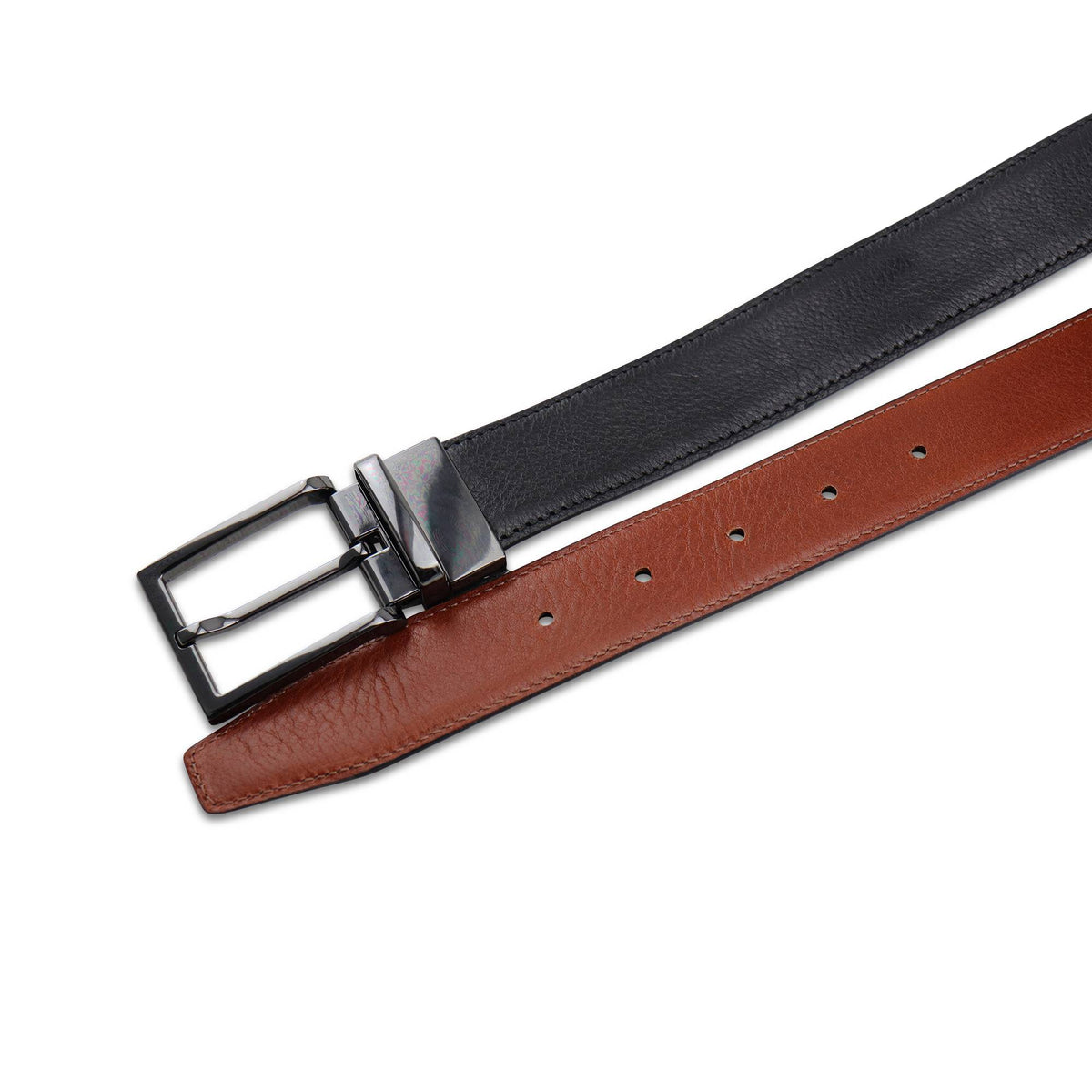 Reversible black/tan leather belt