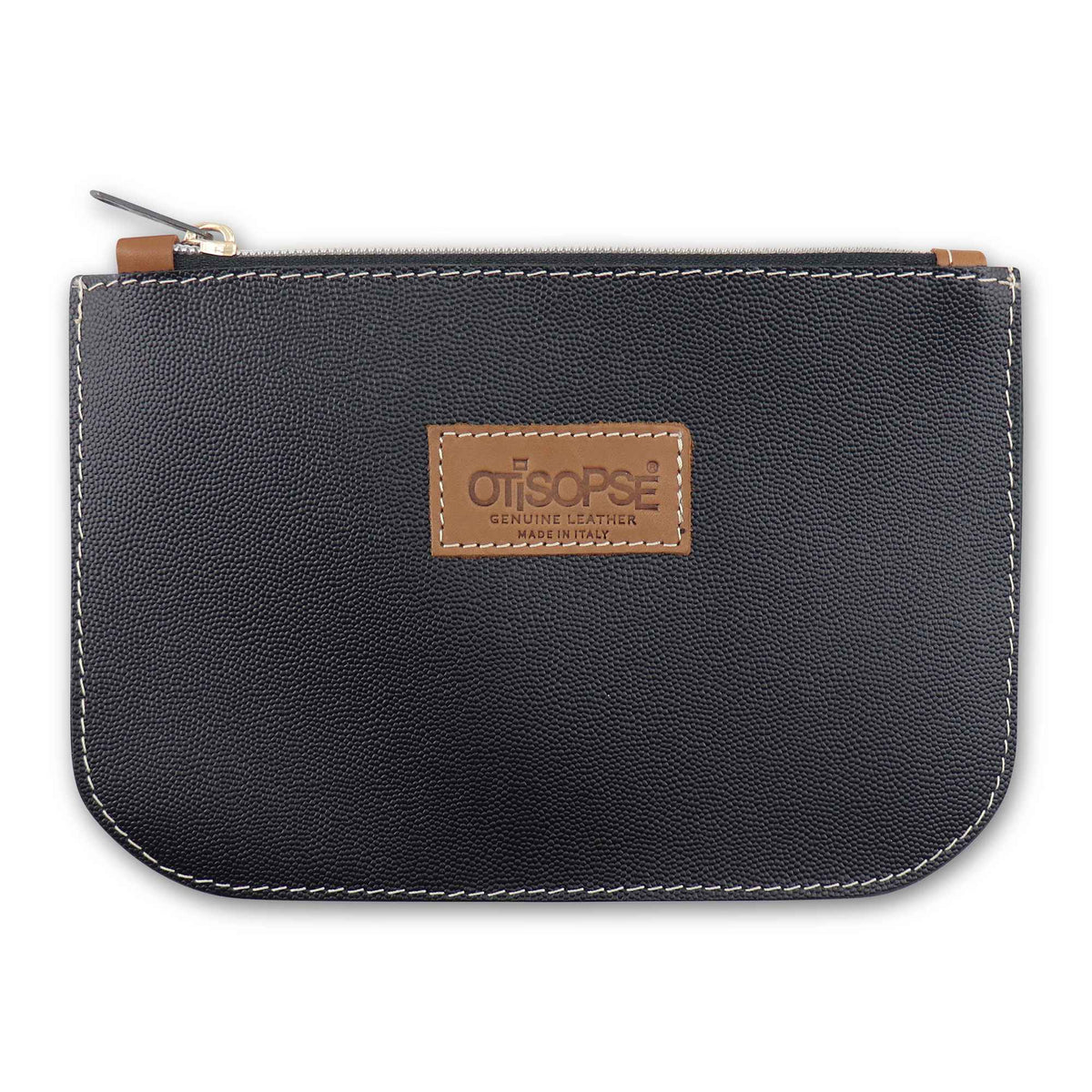 Pochette in pelle martellata nera