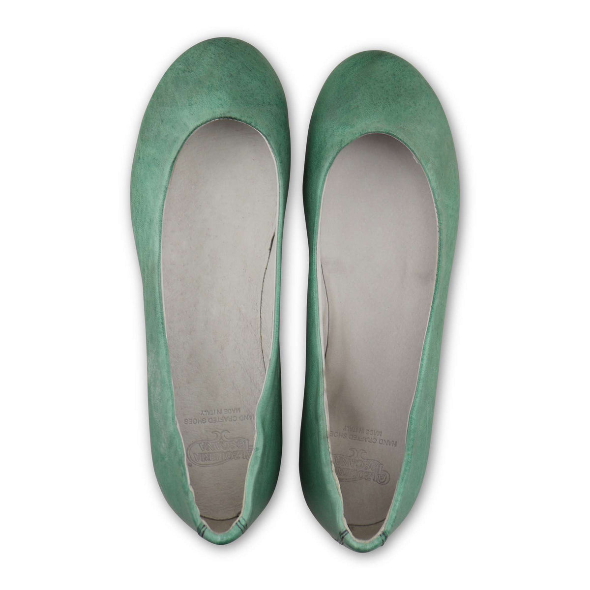 Ballerine in pelle stropicciata verde