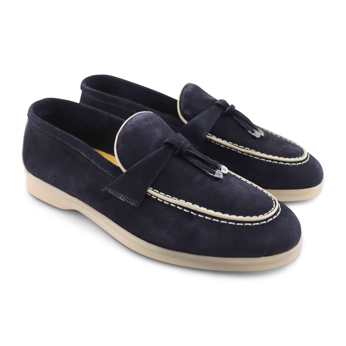Mocassini uomo in camoscio blu