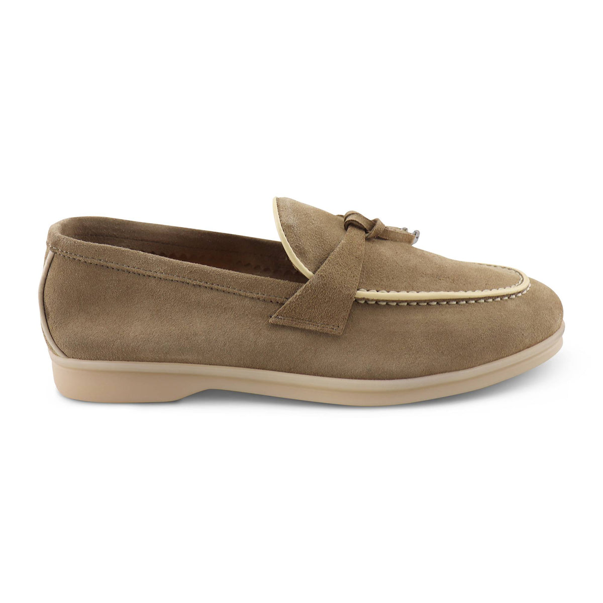 Mocassini uomo in camoscio beige