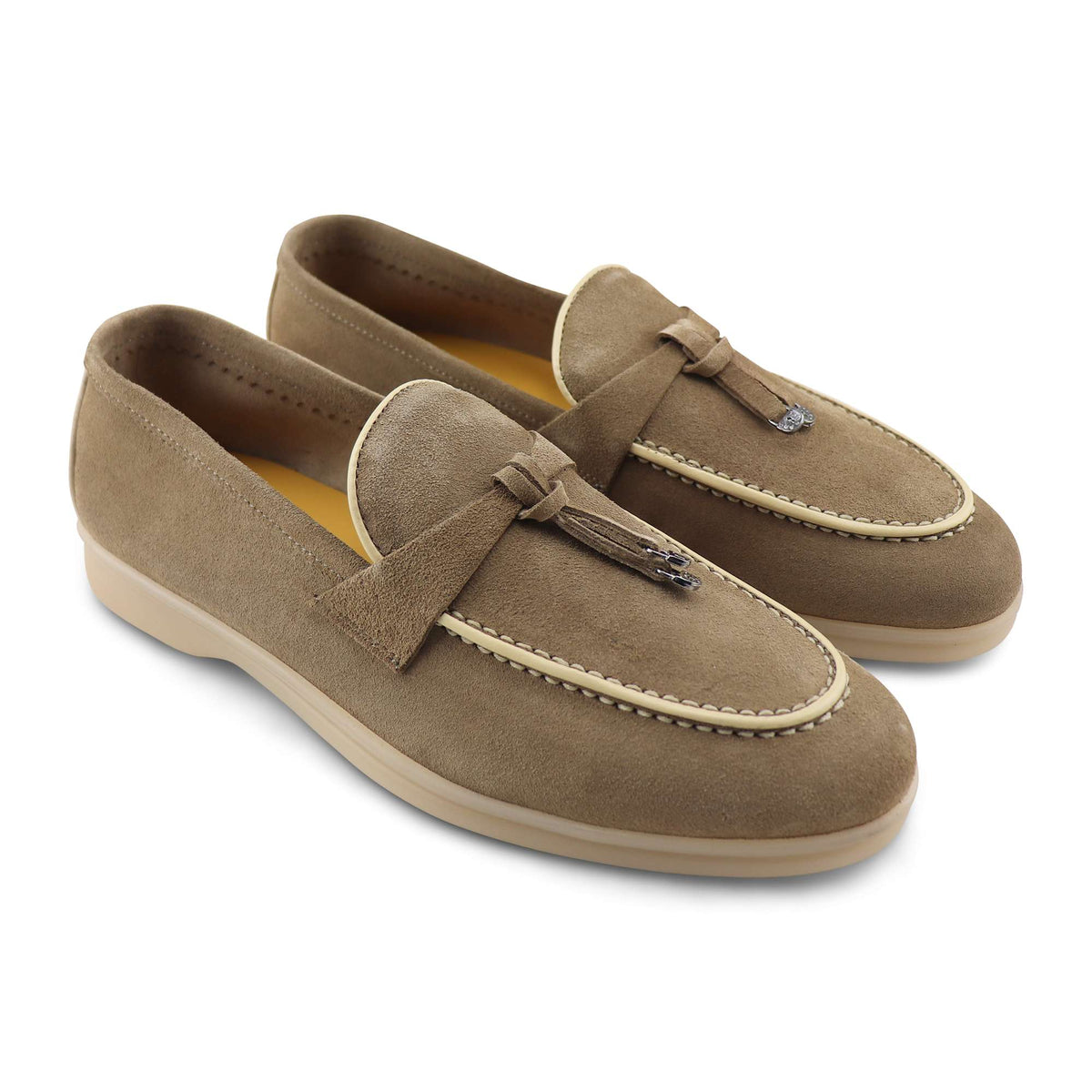 Mocassini uomo in camoscio beige