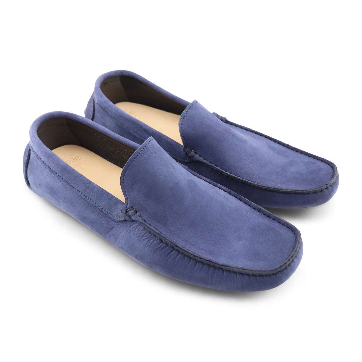 Mocassini con Gommini in nabuk blu