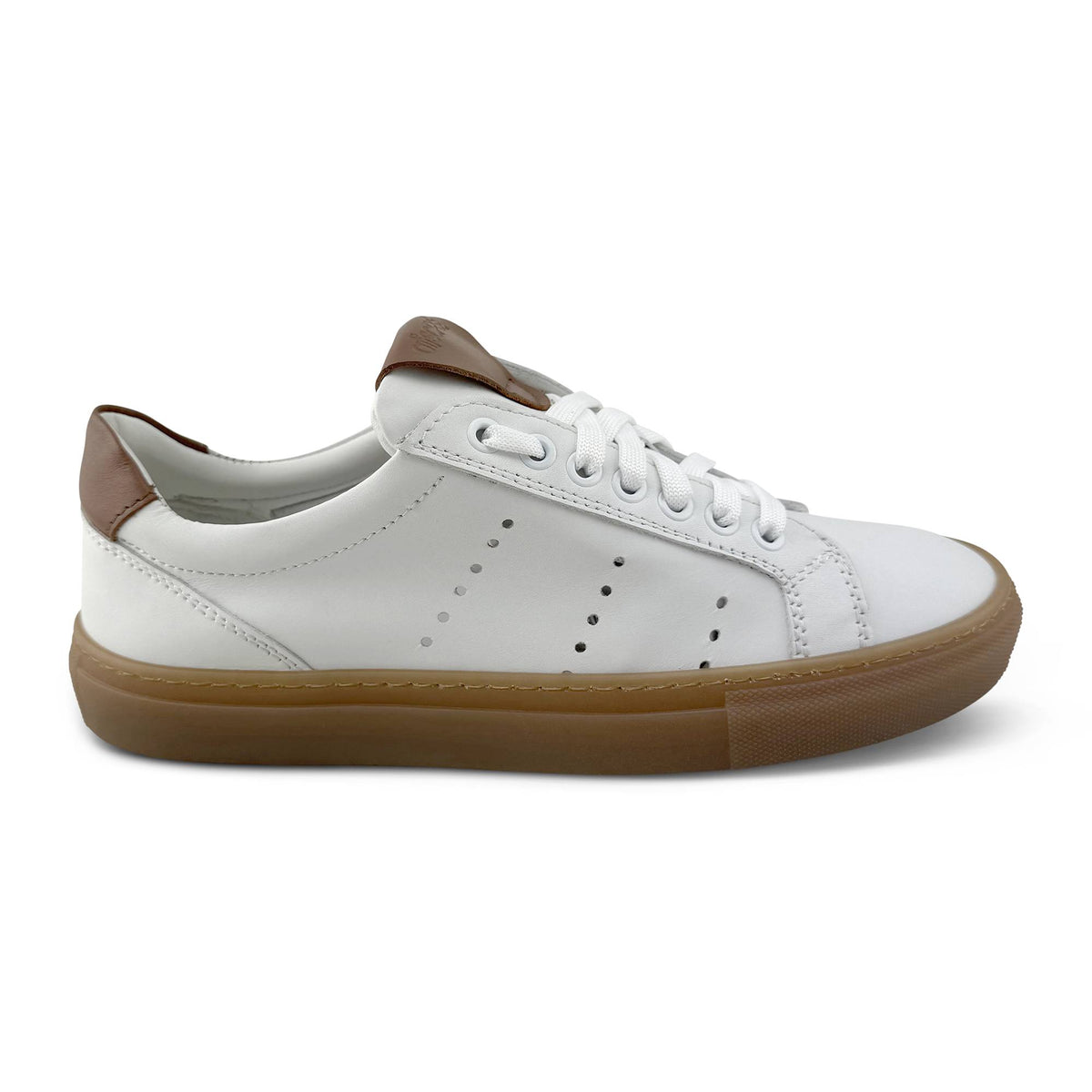 Sneakers in pelle bianca e cuoio