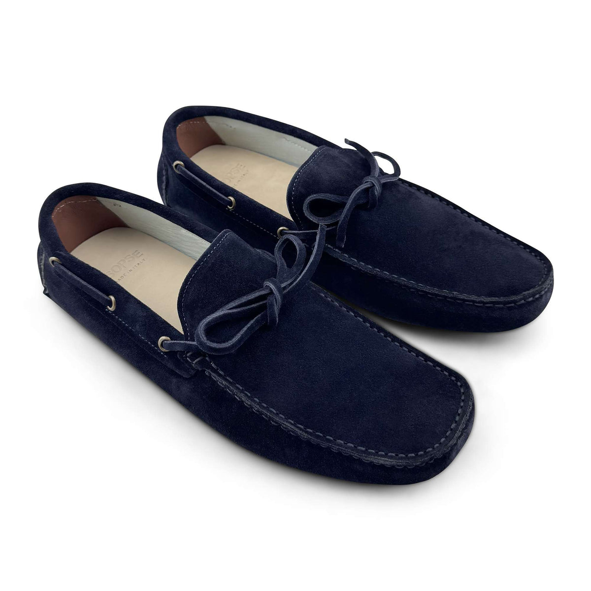 Mocassini con gommini in camoscio blu