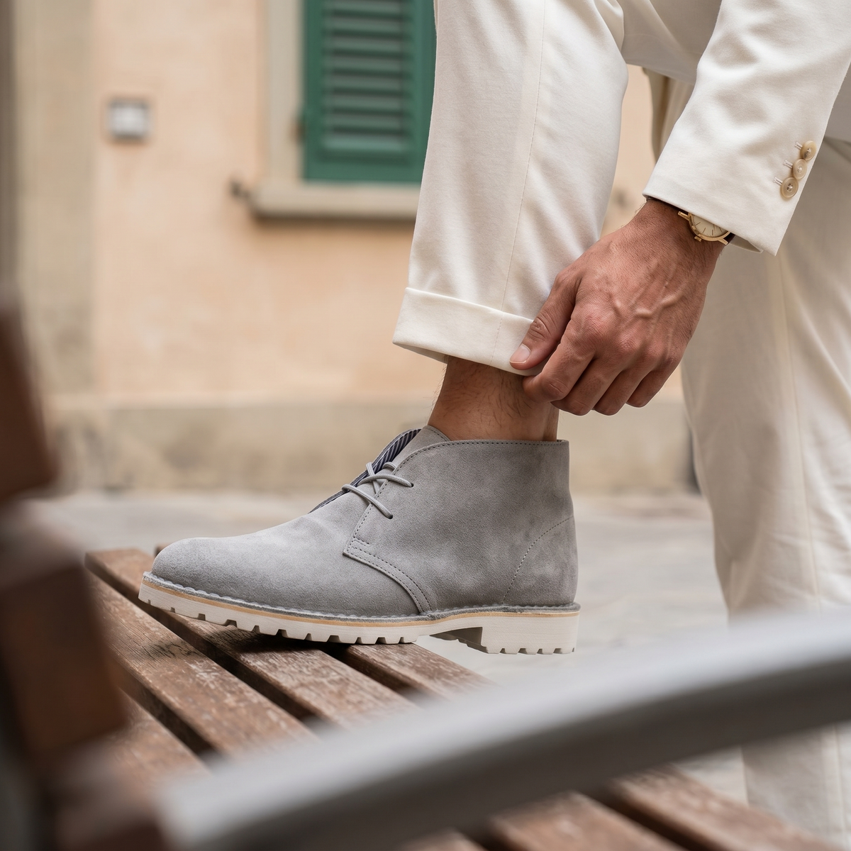 Polacchine Vibram in camoscio grigio