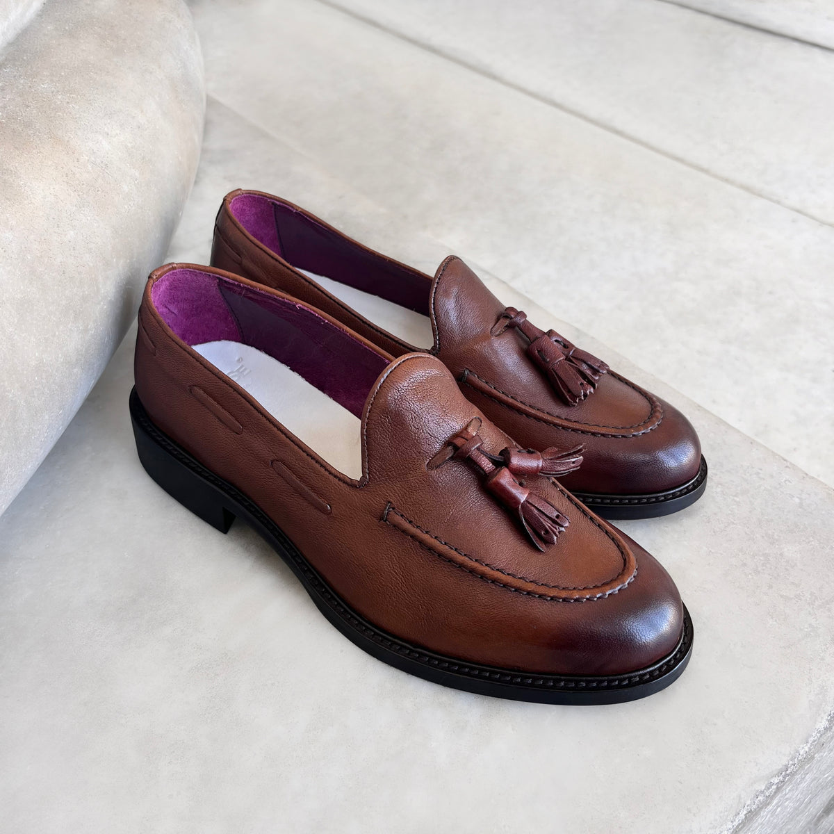 Crinkled leather slippers