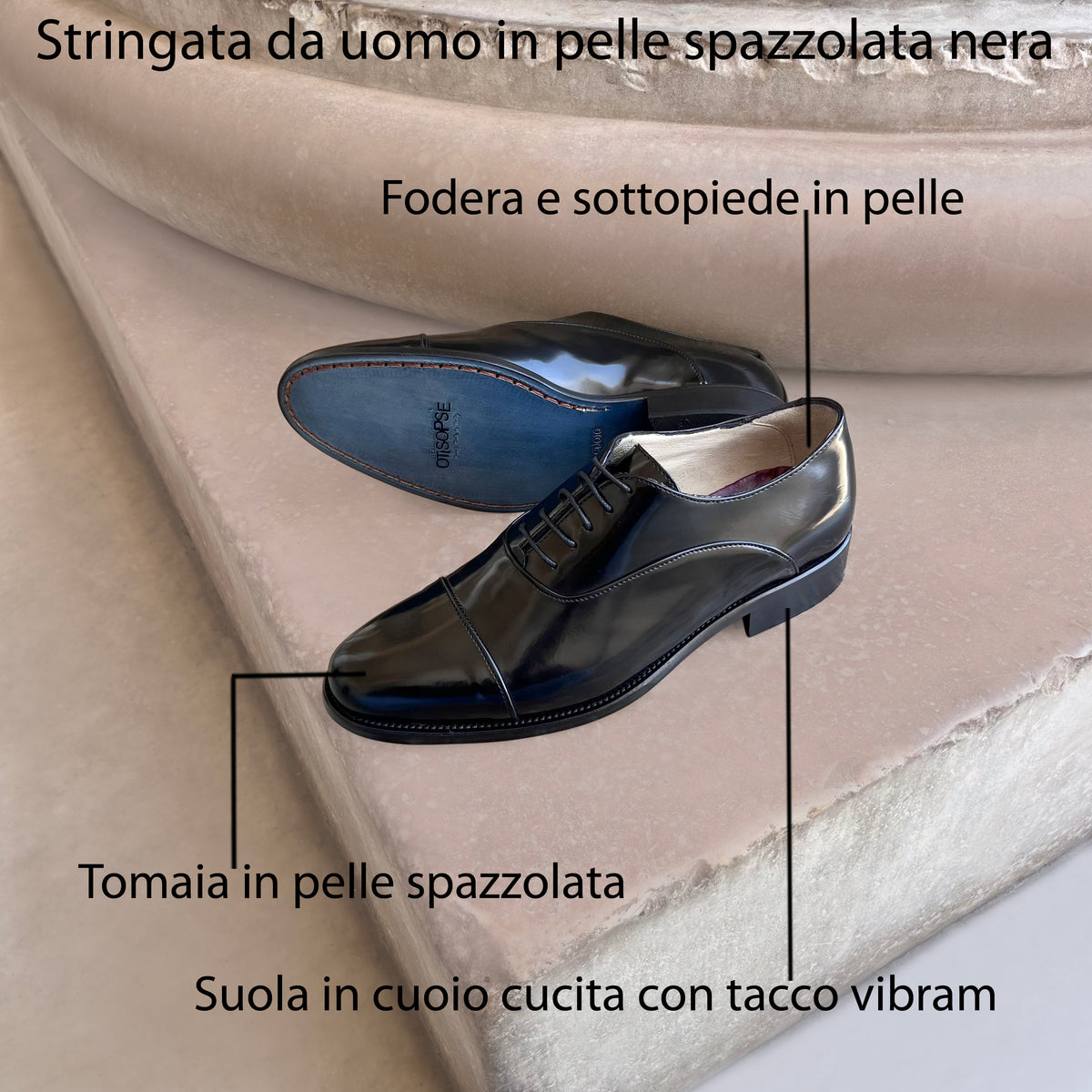 Francesine nere in pelle abrasivata