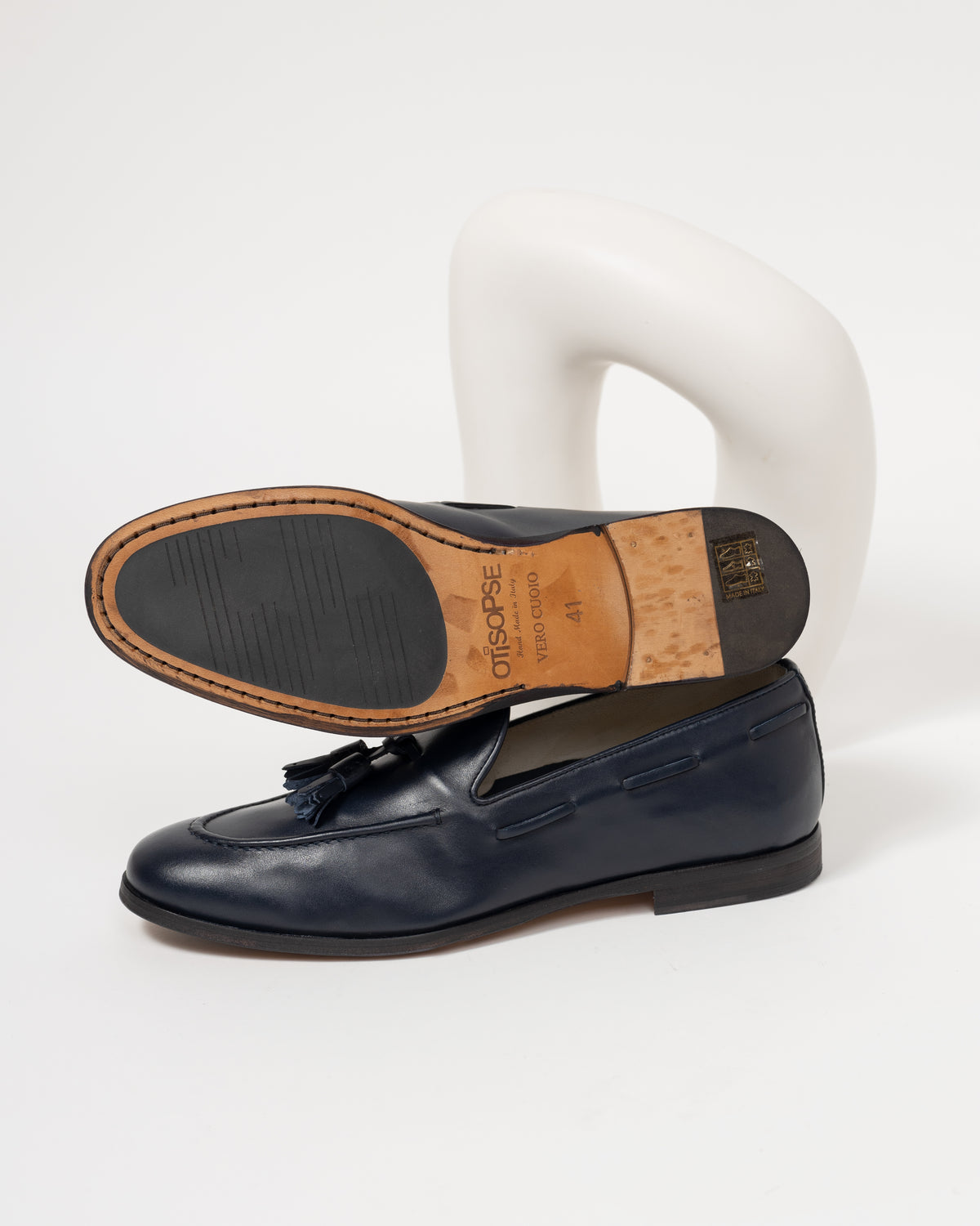 Slippers in pelle blu