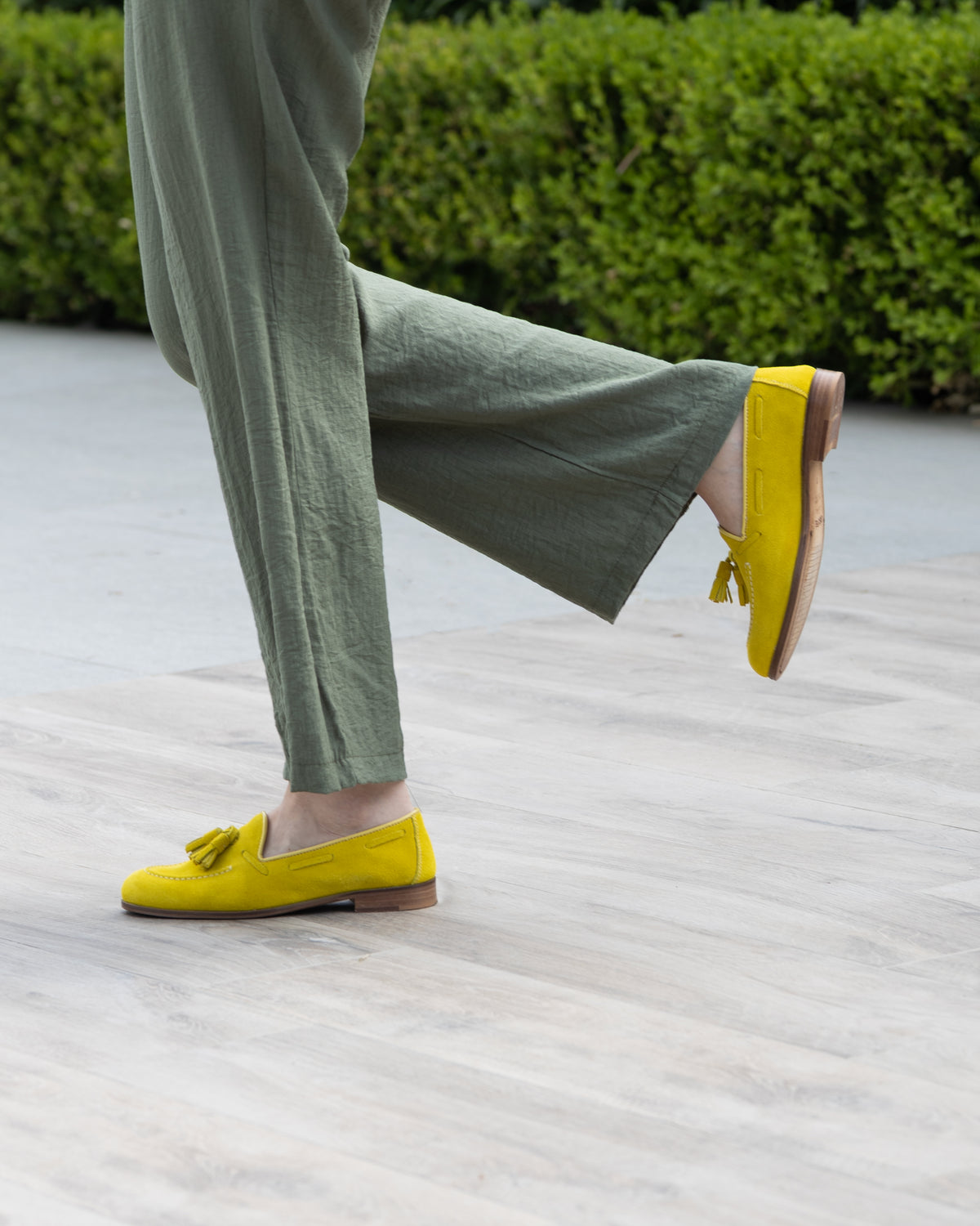 Mocassini camoscio giallo