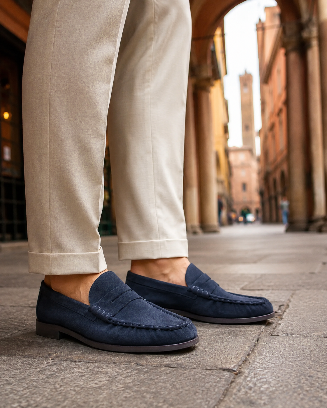 Mocassini camoscio blu