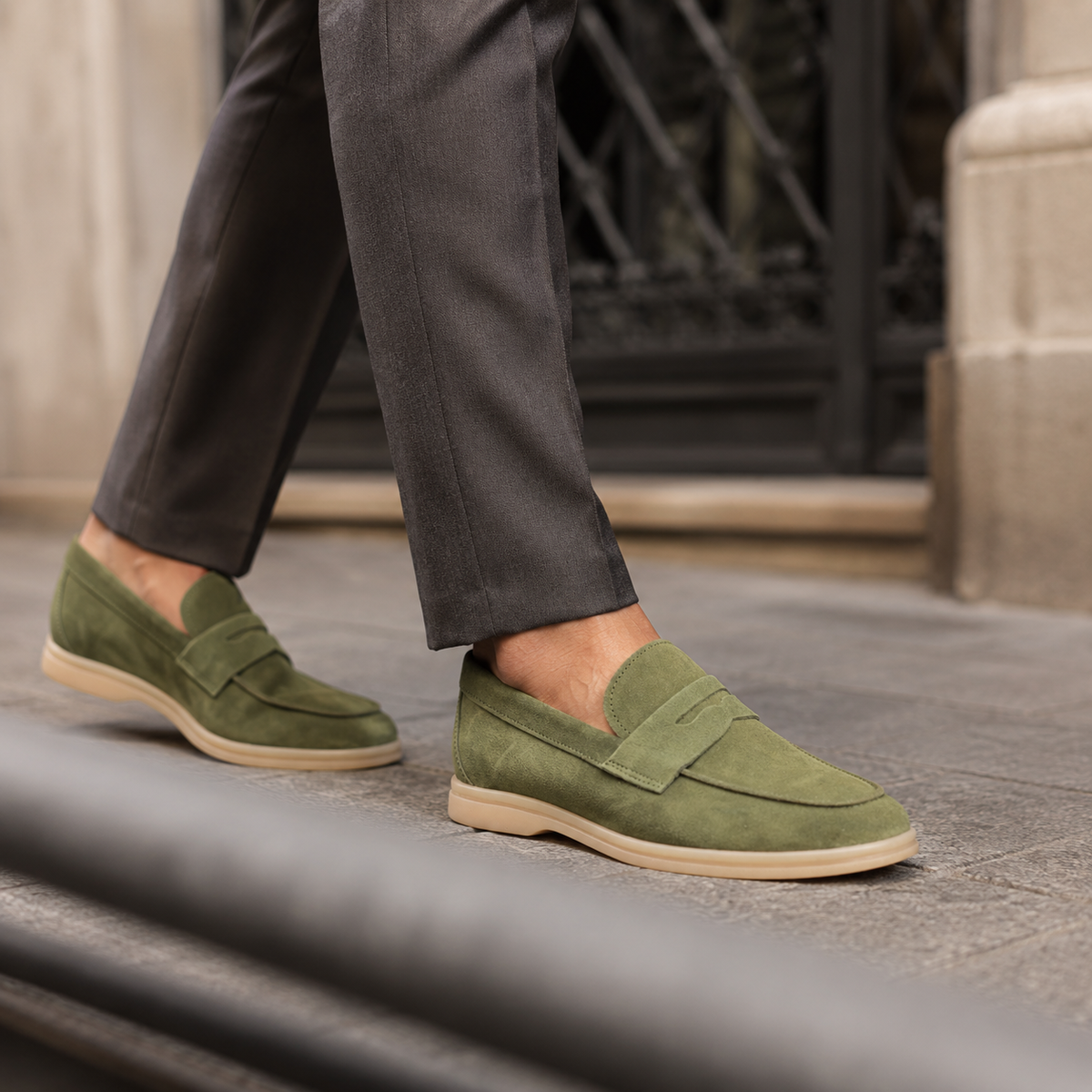 Mocassini camoscio verde