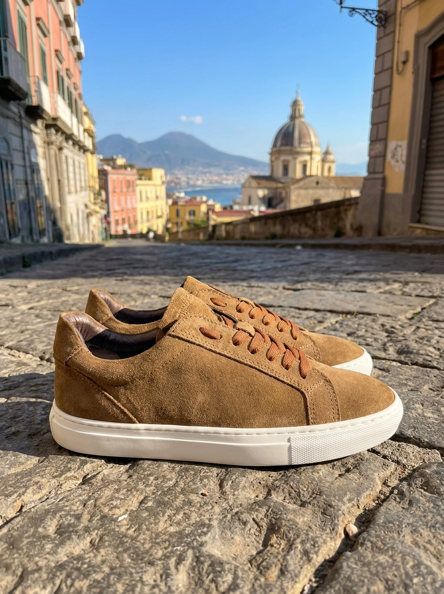Sneakers in camoscio taupe