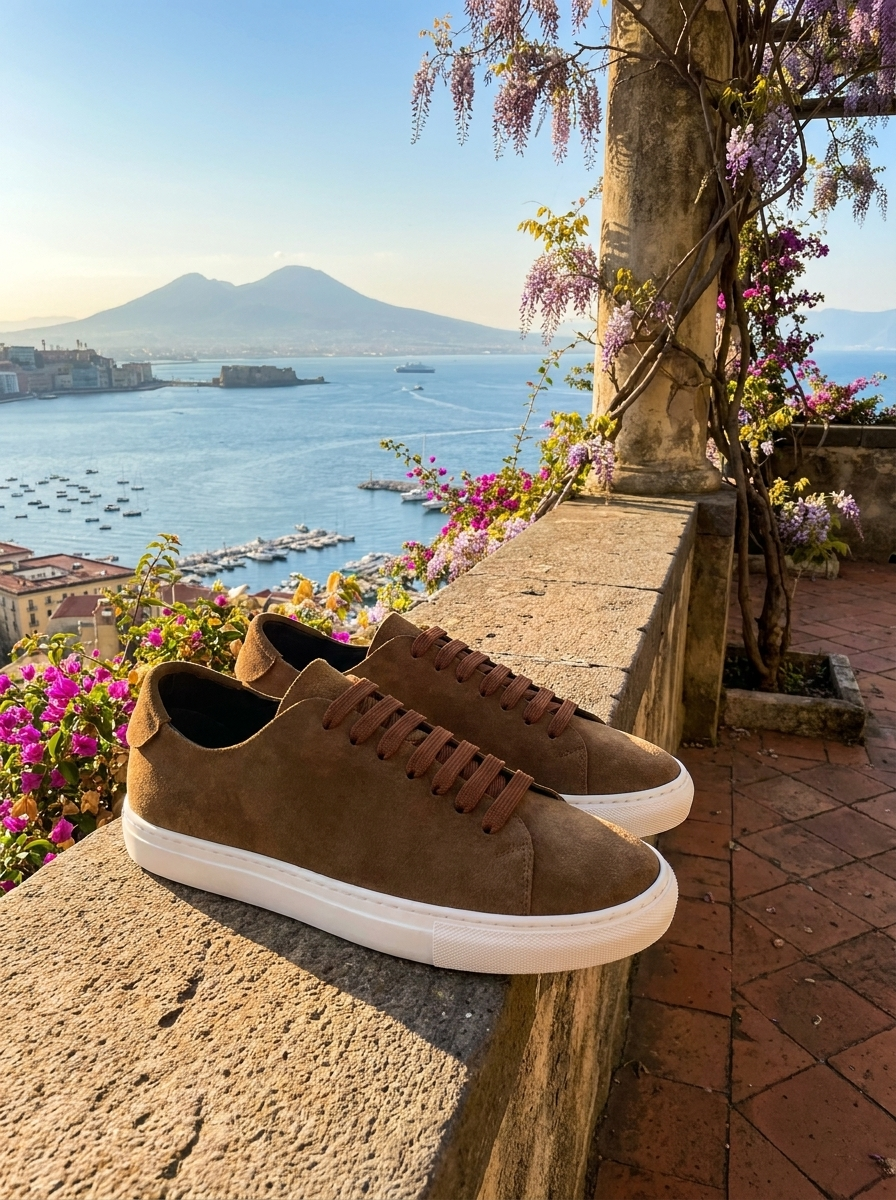 Sneakers in camoscio taupe