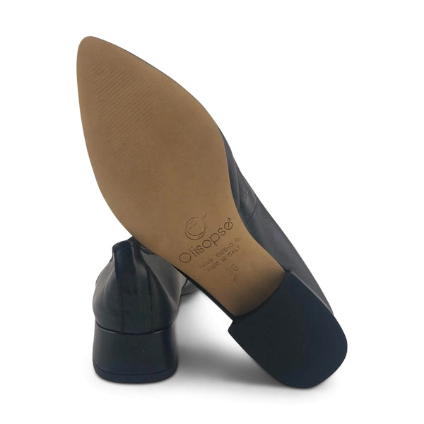 Ballerine con suola in cuoio e tacco 3 cm