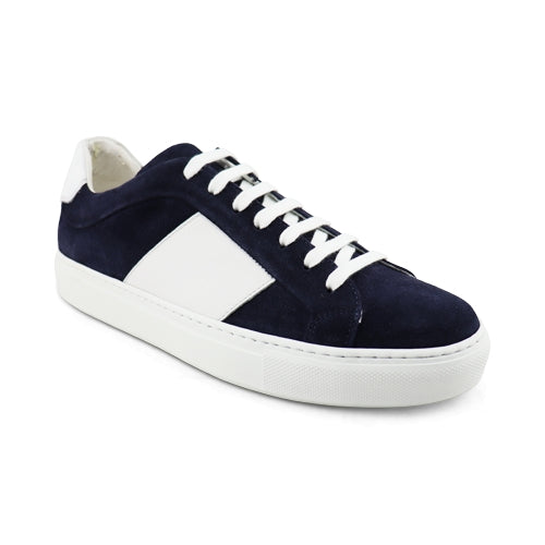Sneakers in camoscio indaco e nappa bianco