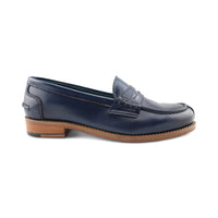 Blue leather loafers