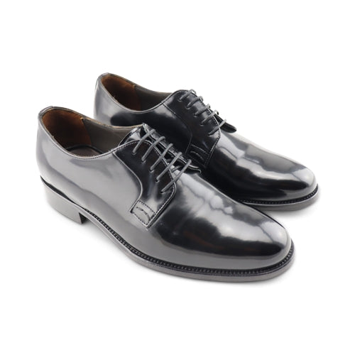 Scarpe Derby nere lisce in pelle abrasivata