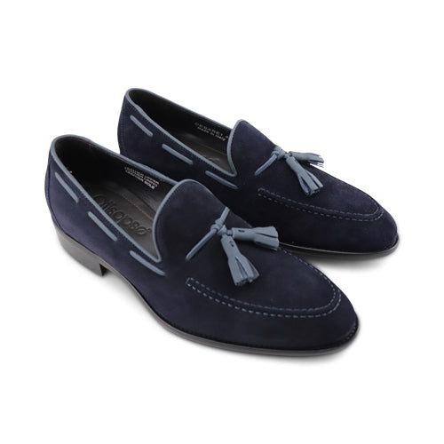 Slippers per uomo in camoscio blu