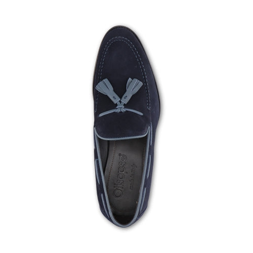 Slippers blu con nappine in pelle
