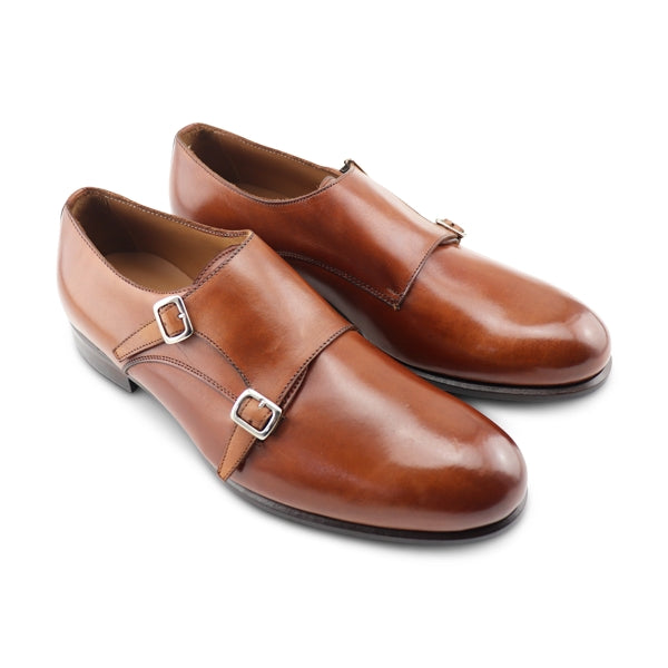 Scarpe con doppia fibbia color brandy