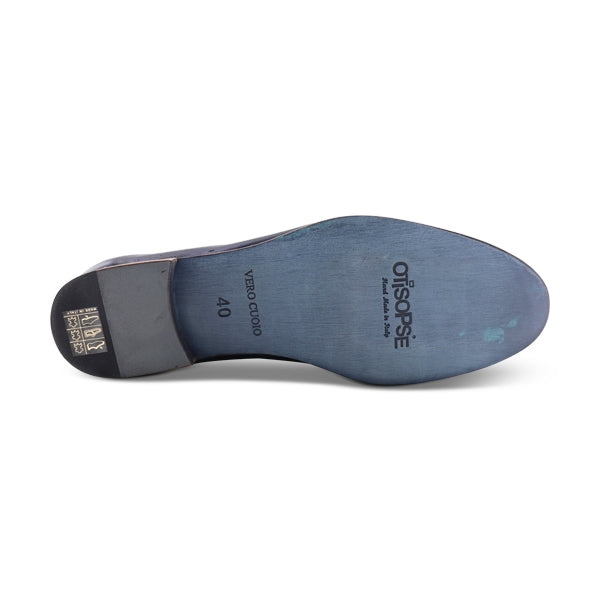 Slippers in pelle blu
