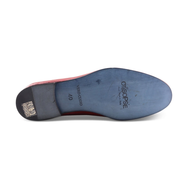 Slippers in pelle stropicciata rossa