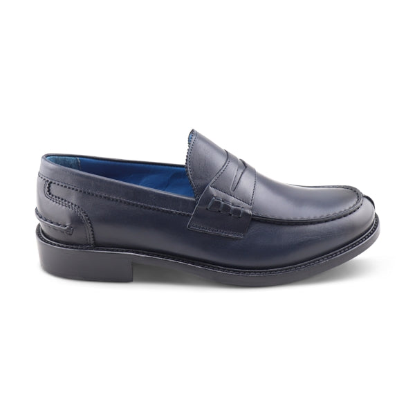 Mocassini pelle blu