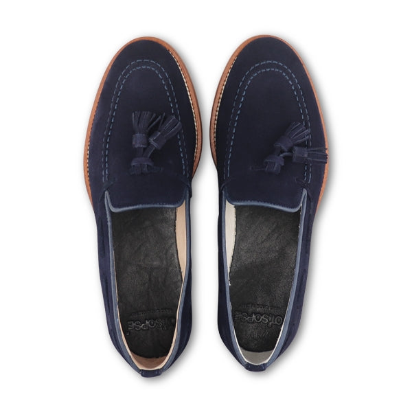 Mocassini tassel in camoscio blu