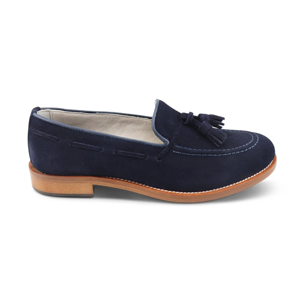 Mocassini tassel in camoscio blu