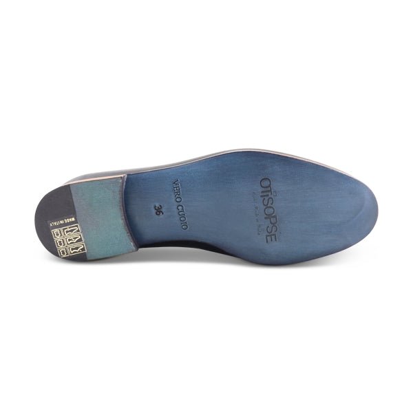 Black leather slippers