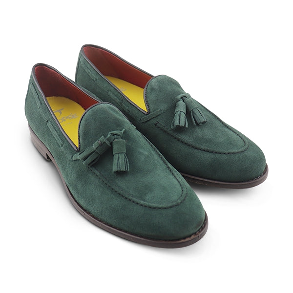 Mocassini tassel camoscio verdi