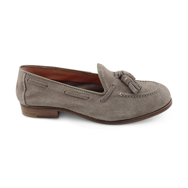 Taupe suede moccasins