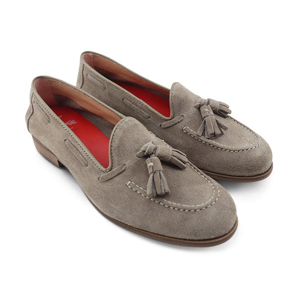 Taupe suede moccasins