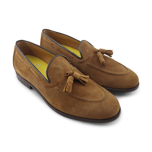 Mocassini tassel camoscio cuoio