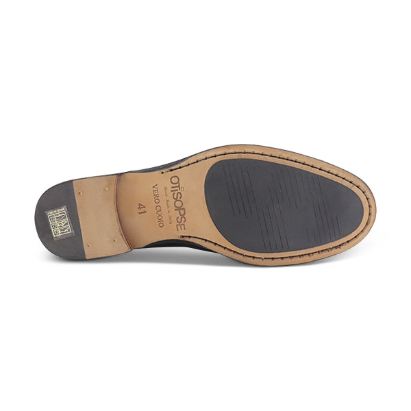 Slippers doppia fibbia in pelle nera