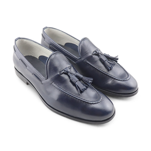Slippers in pelle blu