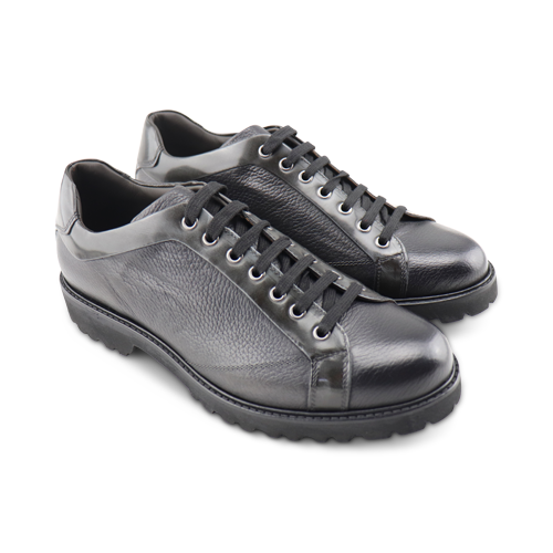 scarpe derby grigie in pelle